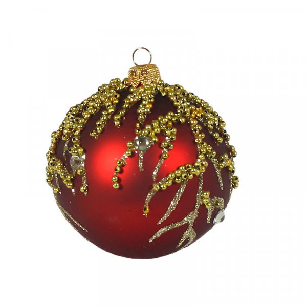 Vianočná guľa 3D Red Gold Lux - 8 cm