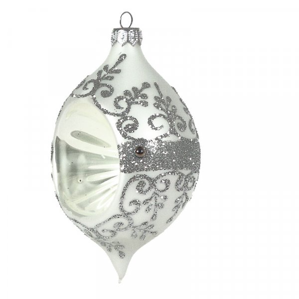 Vianočná guľa reflektor Silver Ivory - 8 cm
